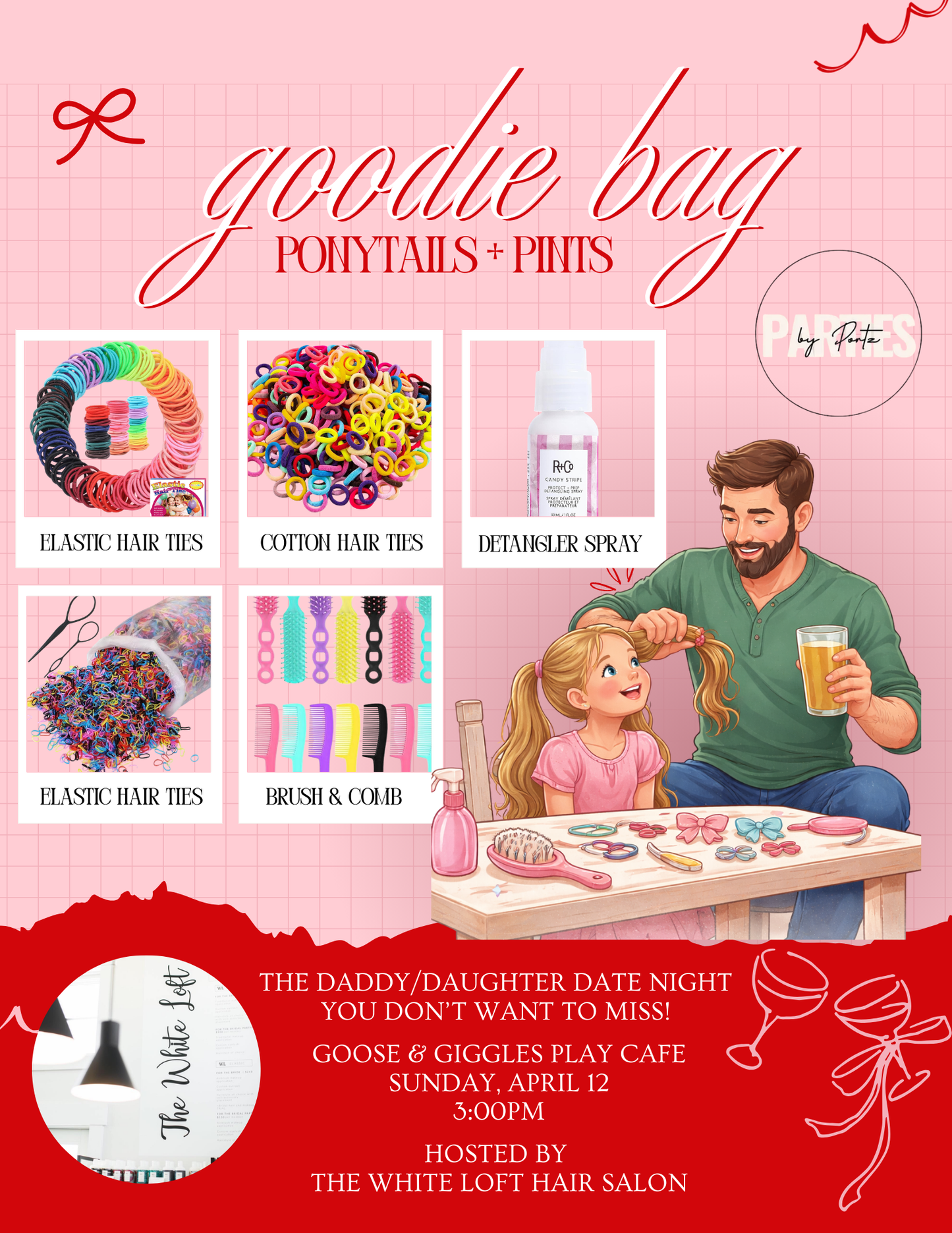 Ponytails + Pints - Daddy + Daughter Night at Goose & Giggles - April 12