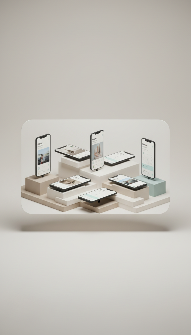Storefront homepage UI module with layered imagery